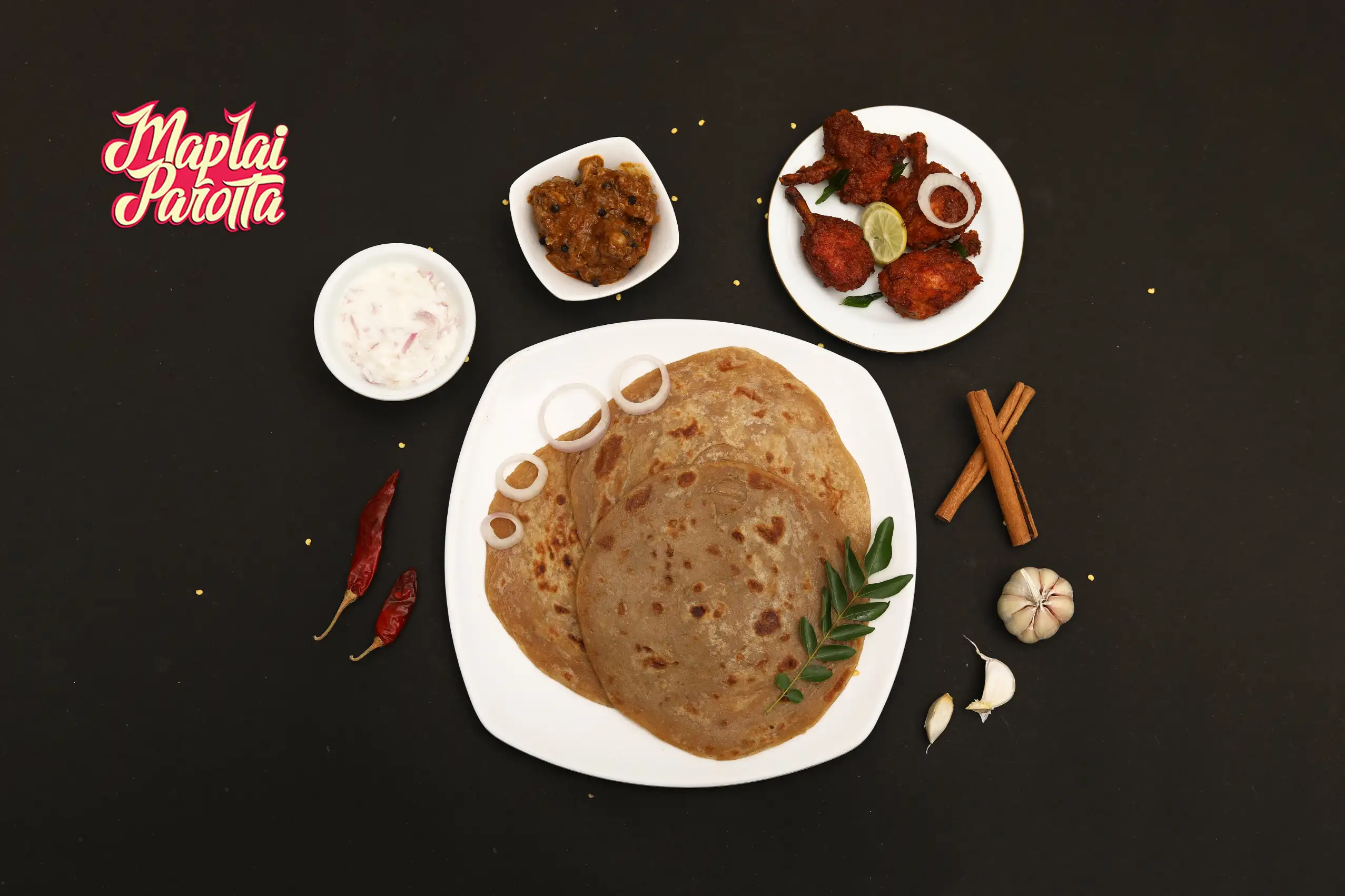 Wheat Parotta(3) + Pepper Chicken +Chicken 65 (4Pcs) Lollipop (3PCS)